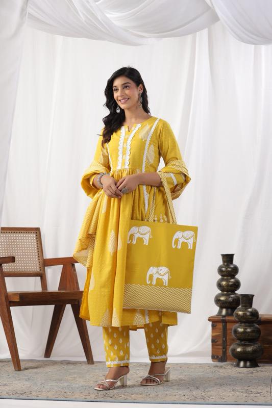 Top Bottom Dupatta with matching bag