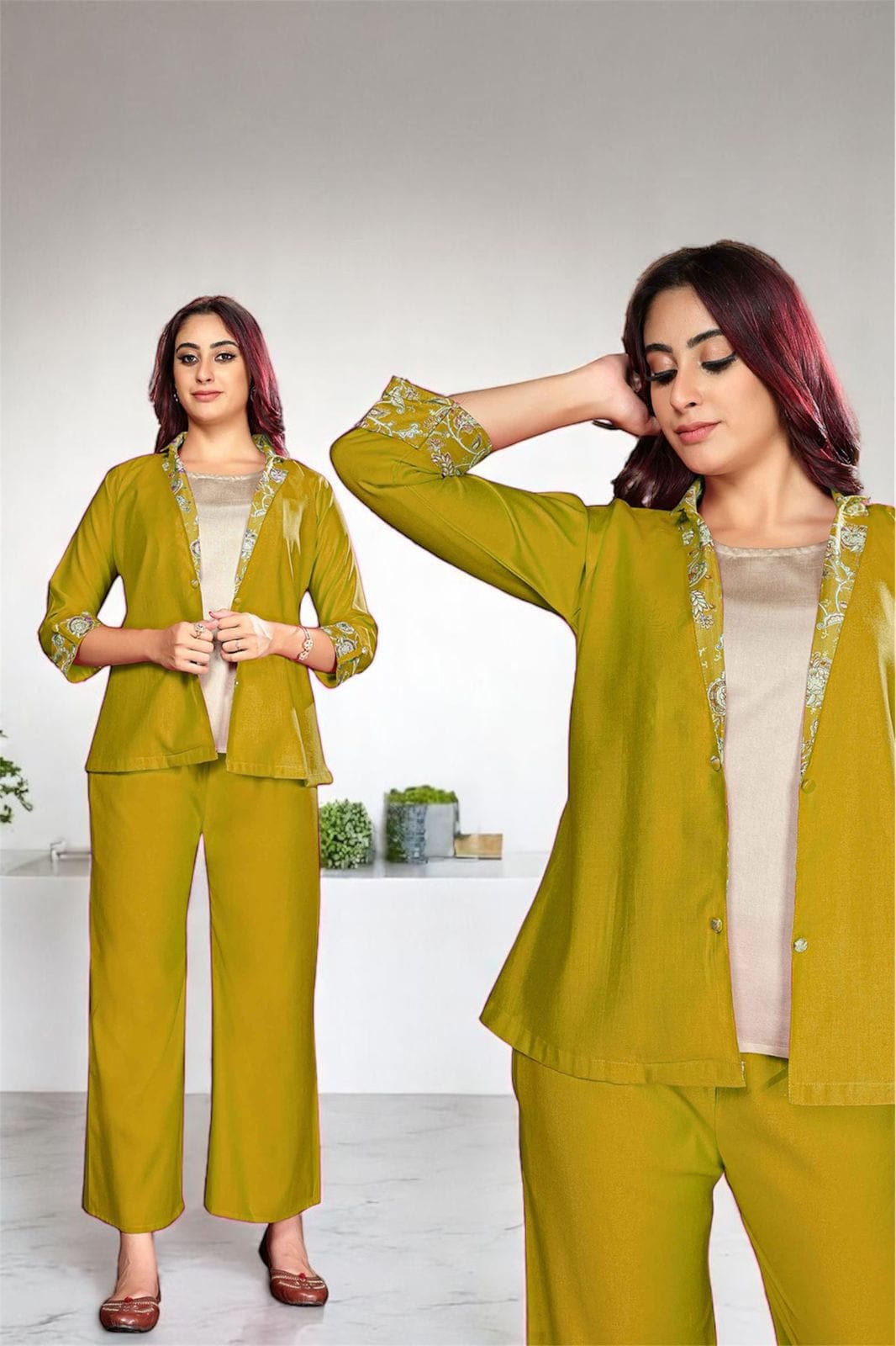 Dazzel Draft Aura silk 3 piece with blazer